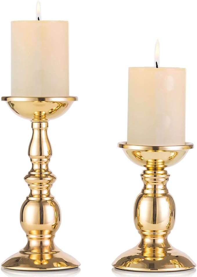 Gold Pillar Candle Holder