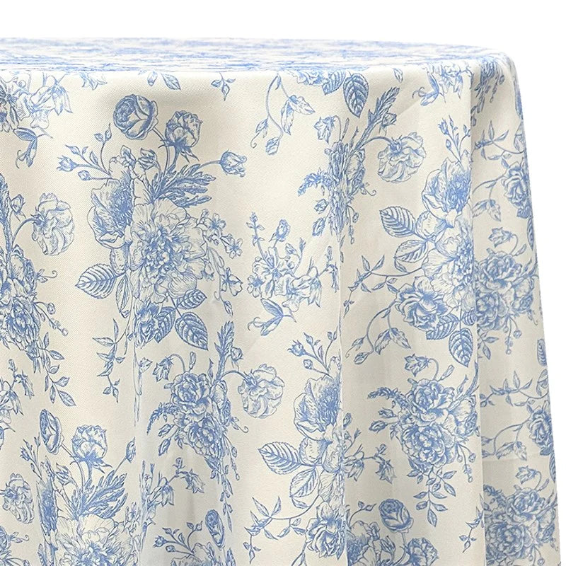 French Toile Polyester Table Linen Rental