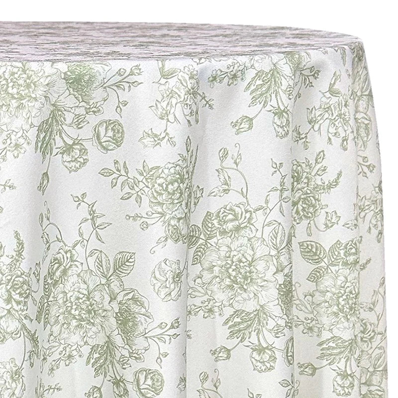 French Toile Polyester Table Linen Rental