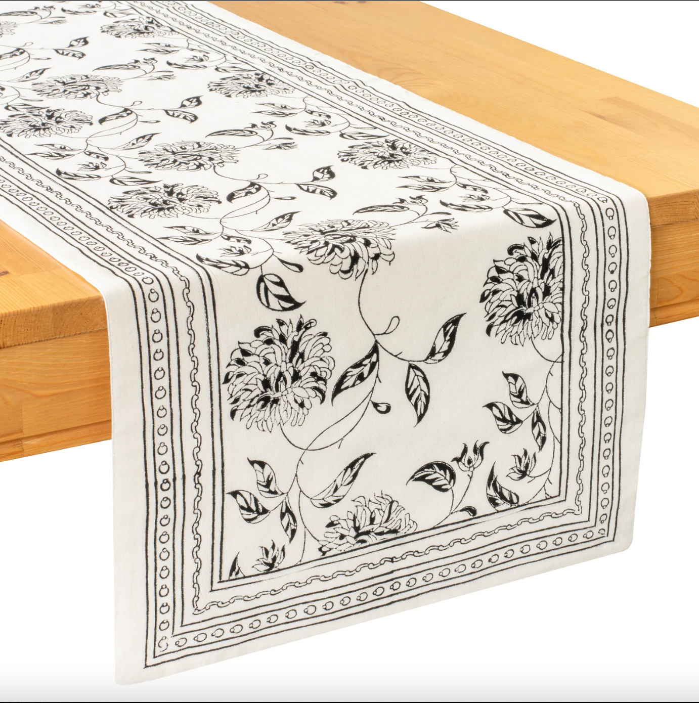 Poppy Block Print Table Runner