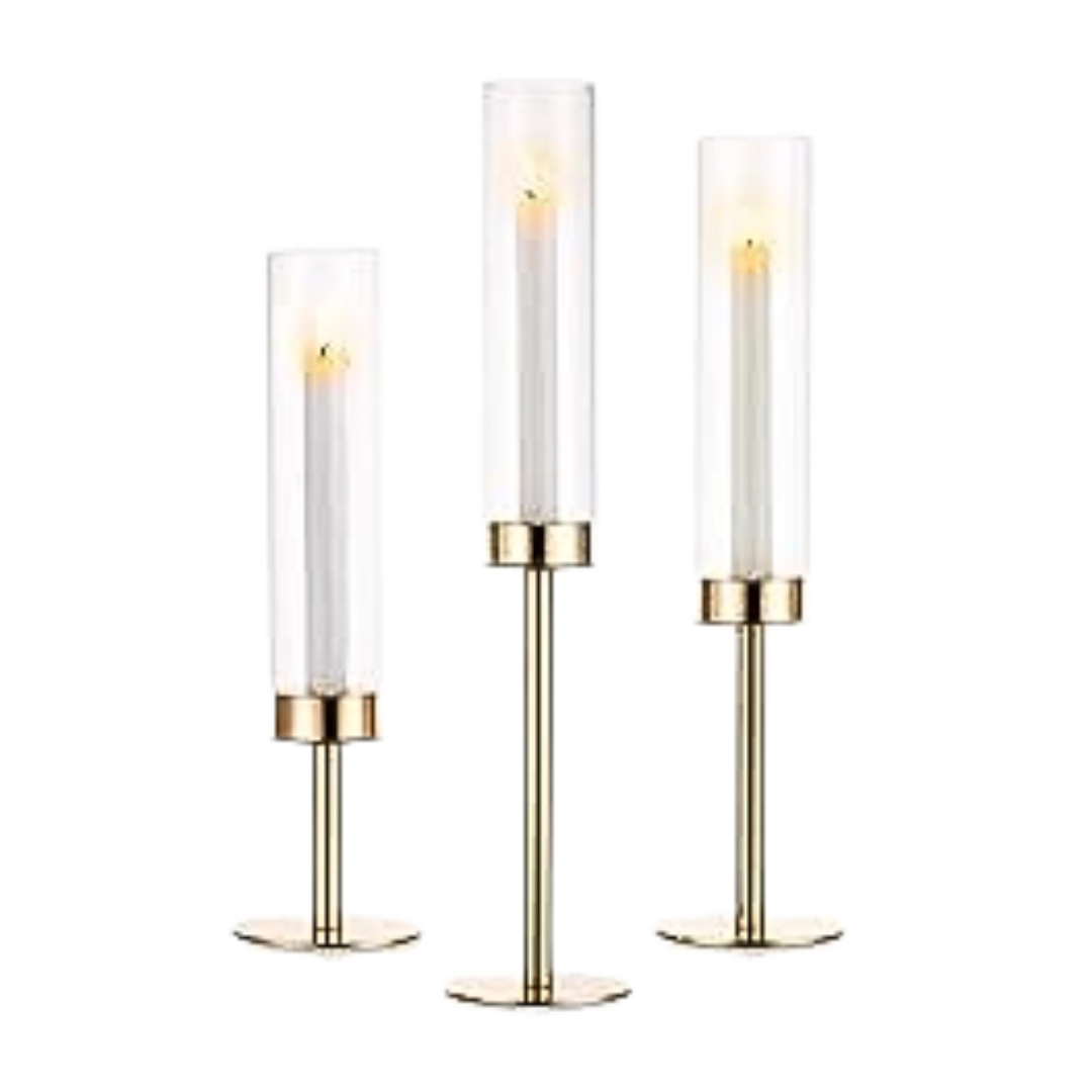 Hurricane Taper Candle Holder Rental (Set of 3)