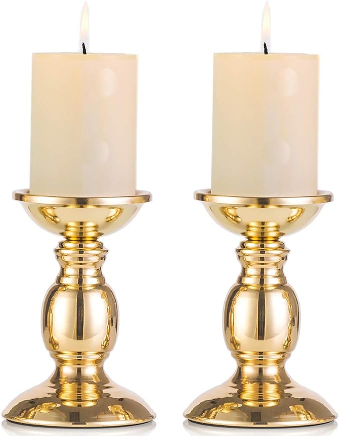 Gold Pillar Candle Holder