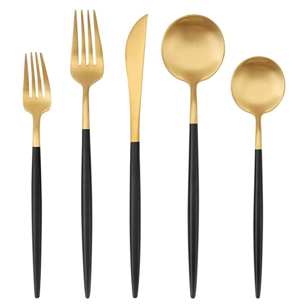 Black/Gold Flatware Rental