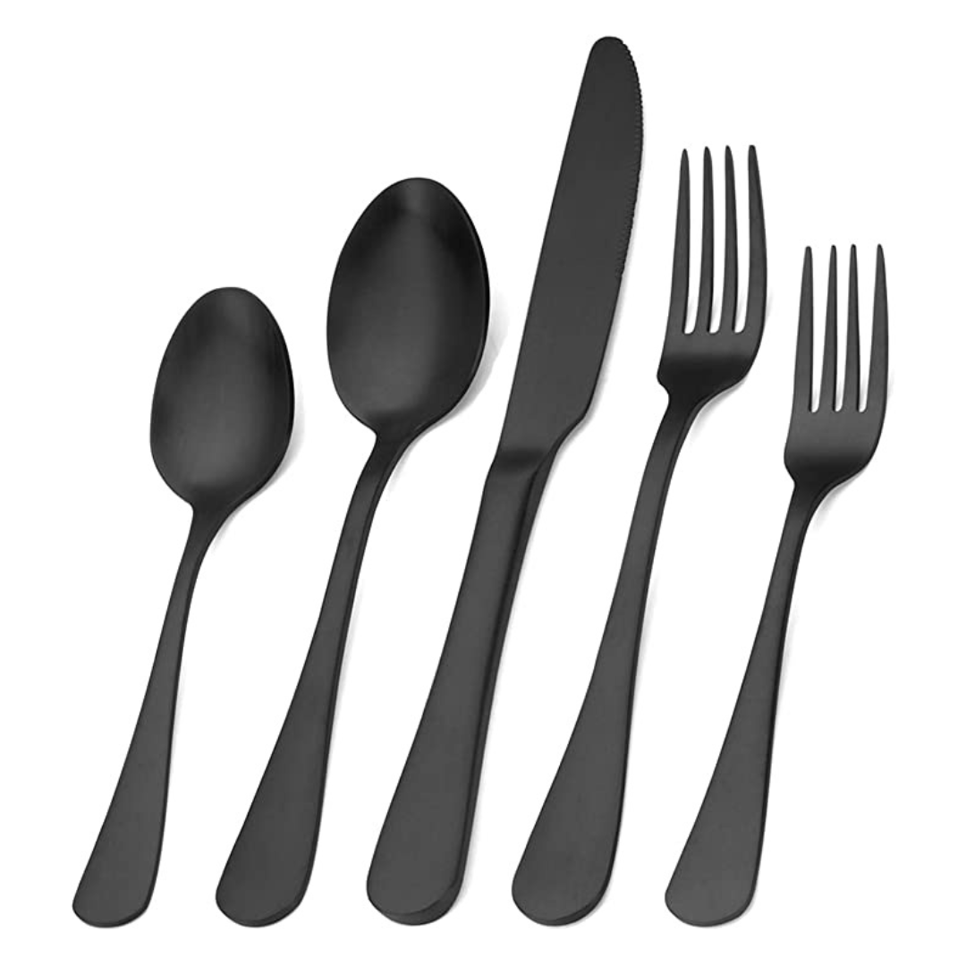 Matte Black Flatware Rental