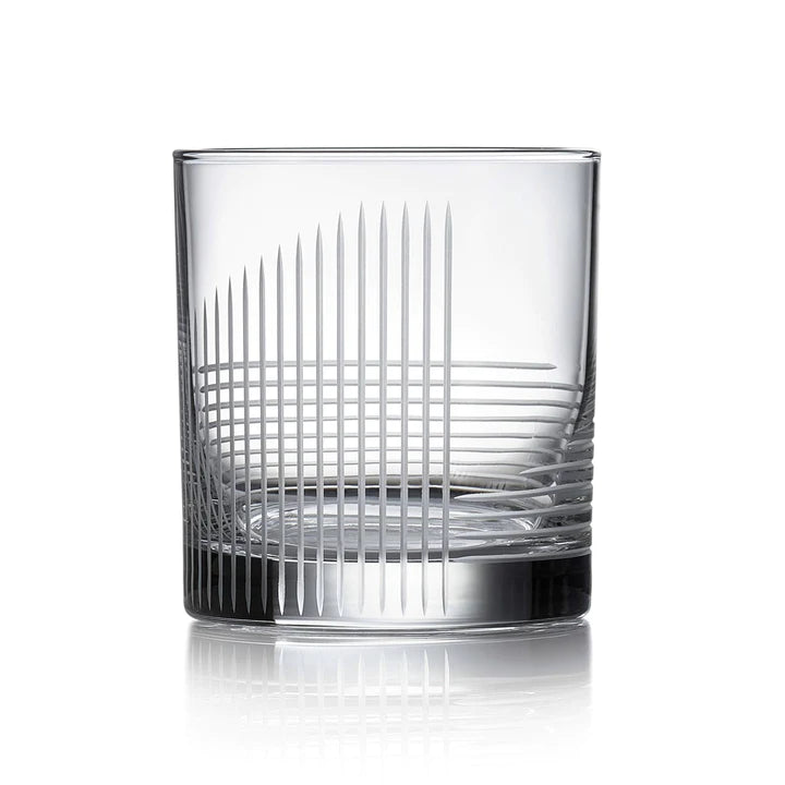 Art Deco Etched Rocks Glass Rental