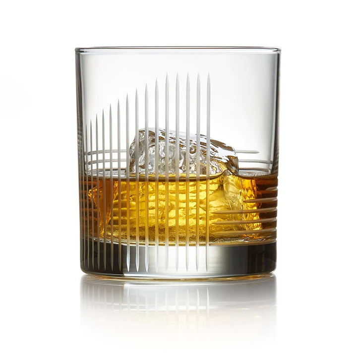 Art Deco Etched Rocks Glass Rental