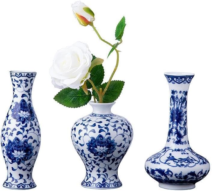 Blue and White Ceramic Bud Vases Rental (Set of 3)