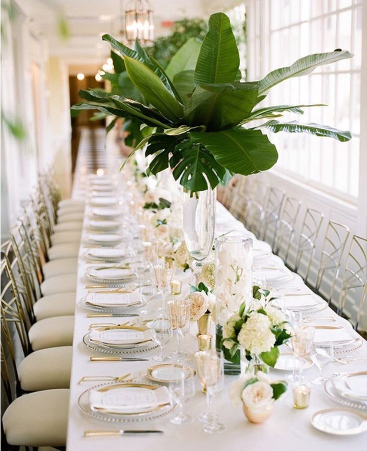 Elevated Tropical Greenery Centerpiece