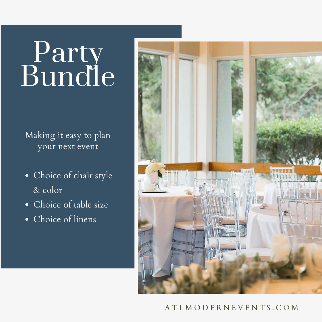 Table & Chair Party Rental Bundle for 60 Atlanta Modern Events