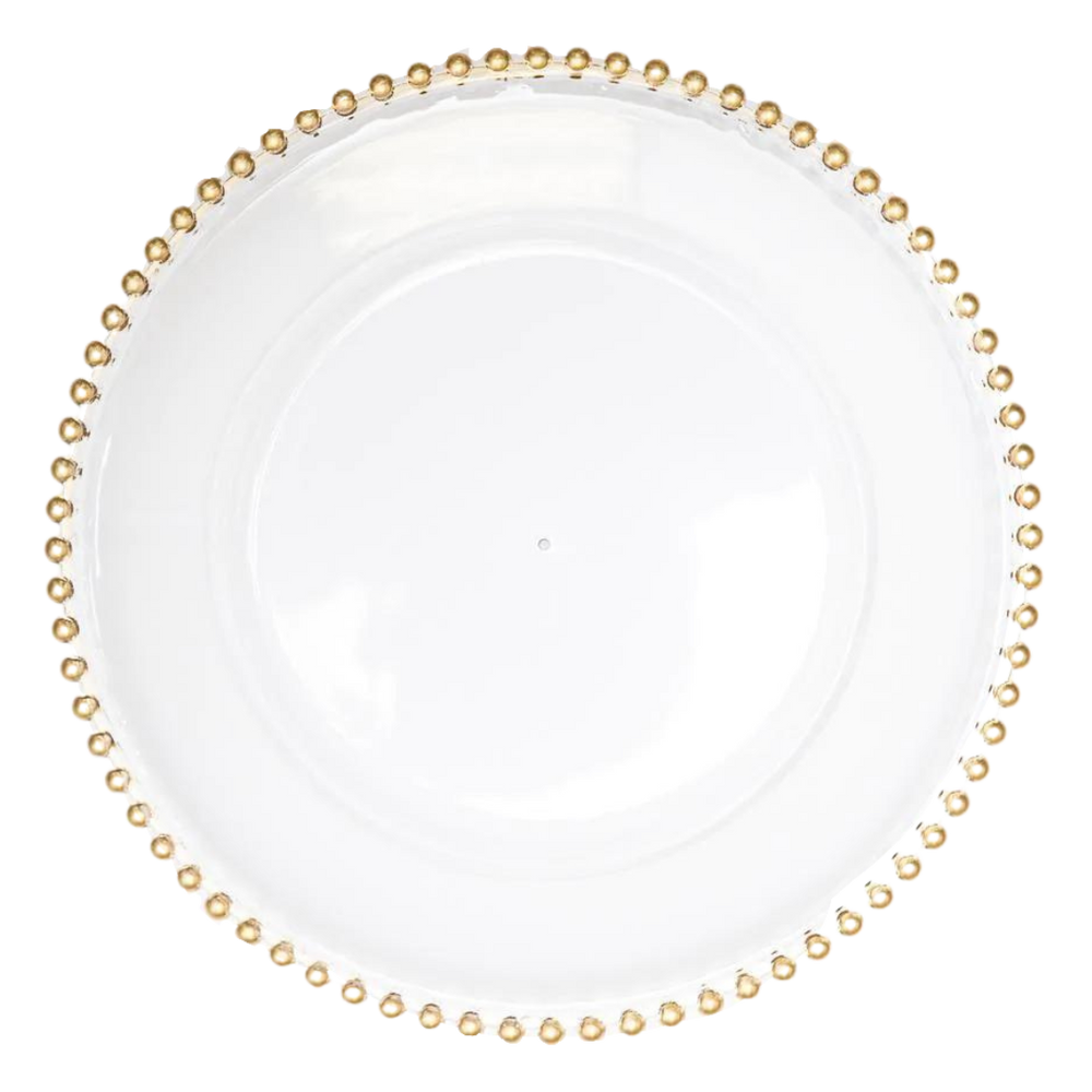 Gold Bead Trim Acrylic Charger Rental