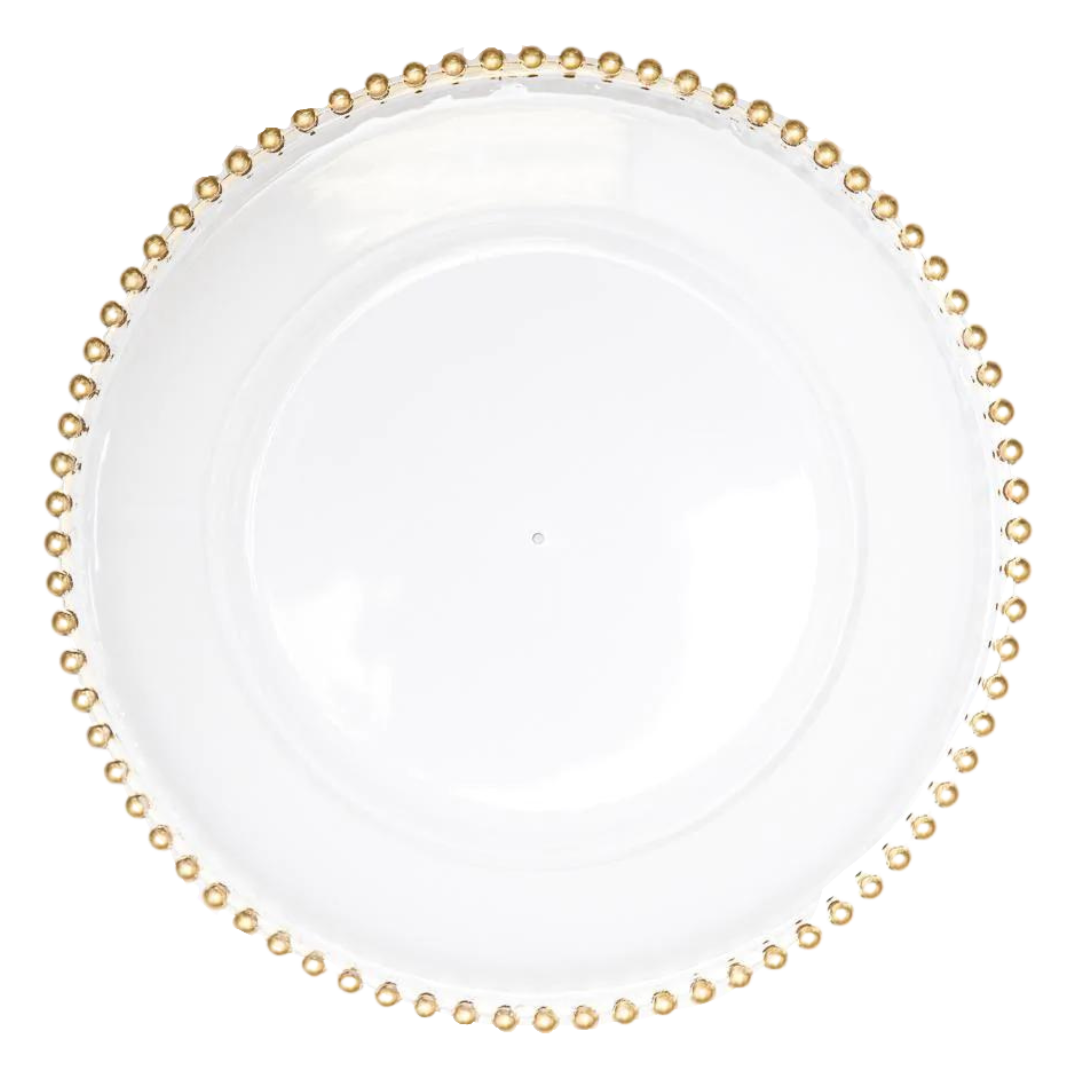 Gold Bead Trim Acrylic Charger Rental